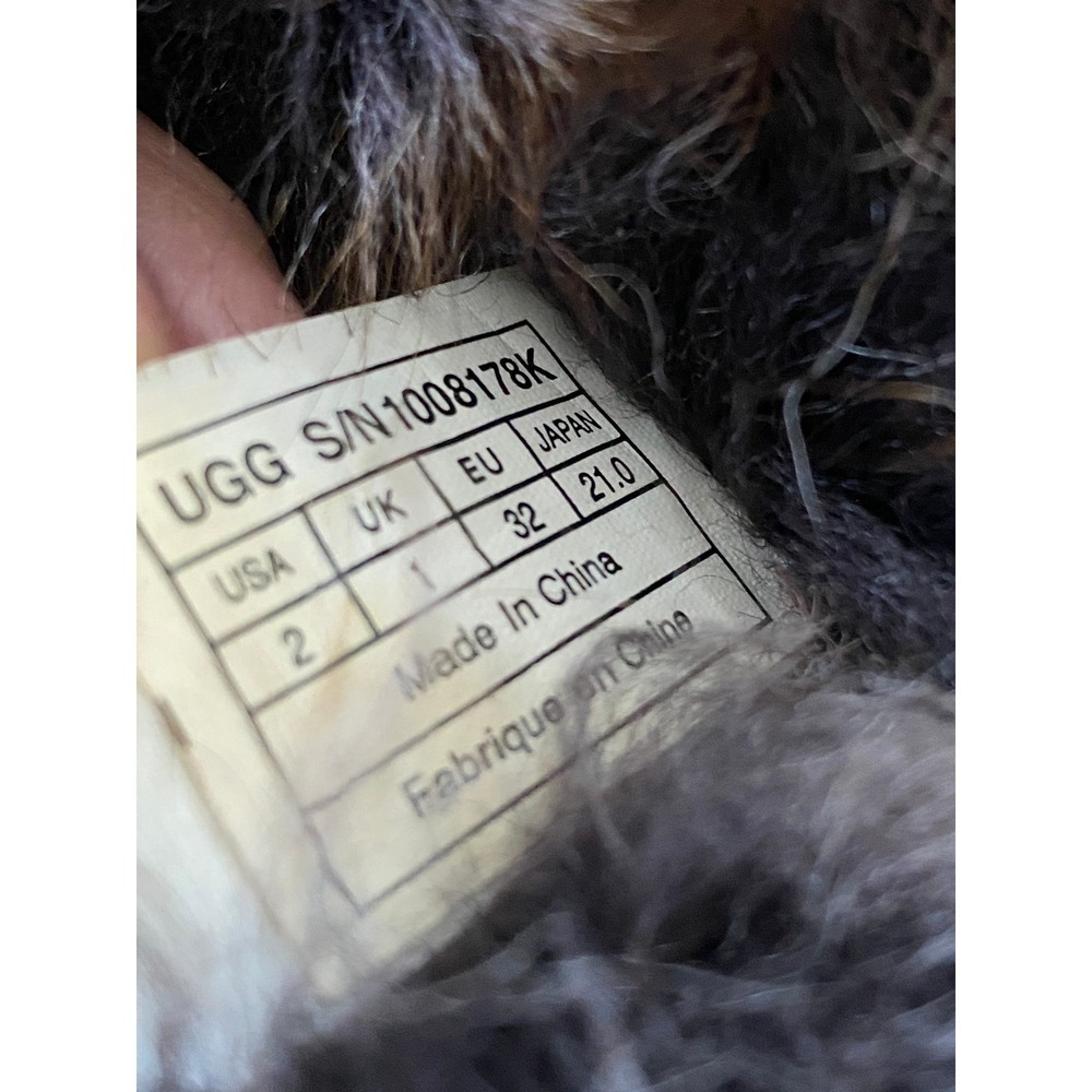 UGG Kids 1008178K Brown Suede Faux Fur Trim Winter Boots Size 2 USA - Picture 7 of 16
